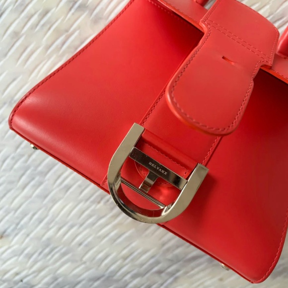 Authentic Delvaux Box Calfskin Mini Brilliant Satchel Red - Picture 15 of 16